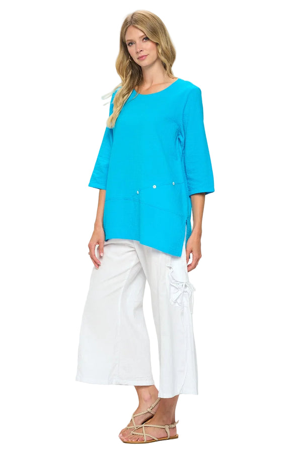 Lightweight Textured Cotton Top in Turquoise - CS135-TQ
