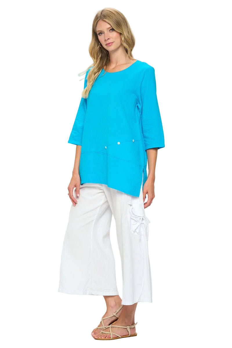 Lightweight Textured Cotton Top in Turquoise - CS135-TQ