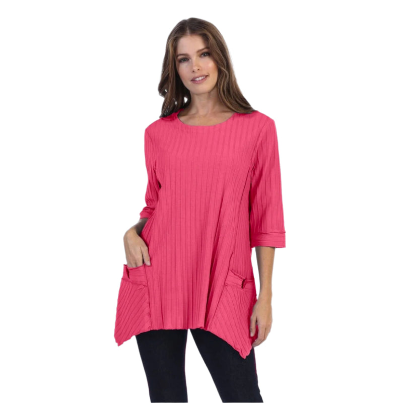 Focus Patch-Pocket Ribbed Tunic in Raspberry - CS-388-RSP