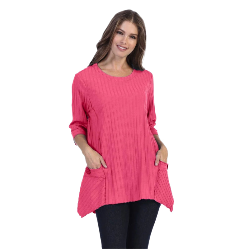 Focus Patch-Pocket Ribbed Tunic in Raspberry - CS-388-RSP