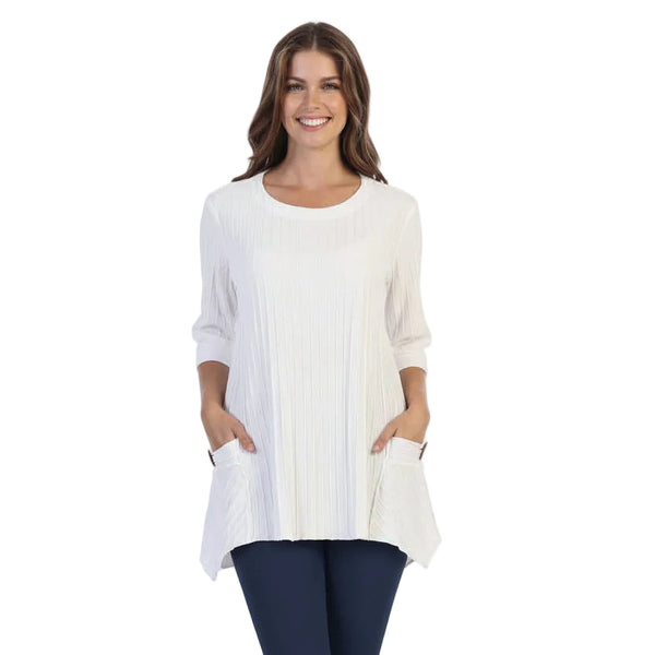 Textured Ribbed Cotton Tunic in White - CS330-WT