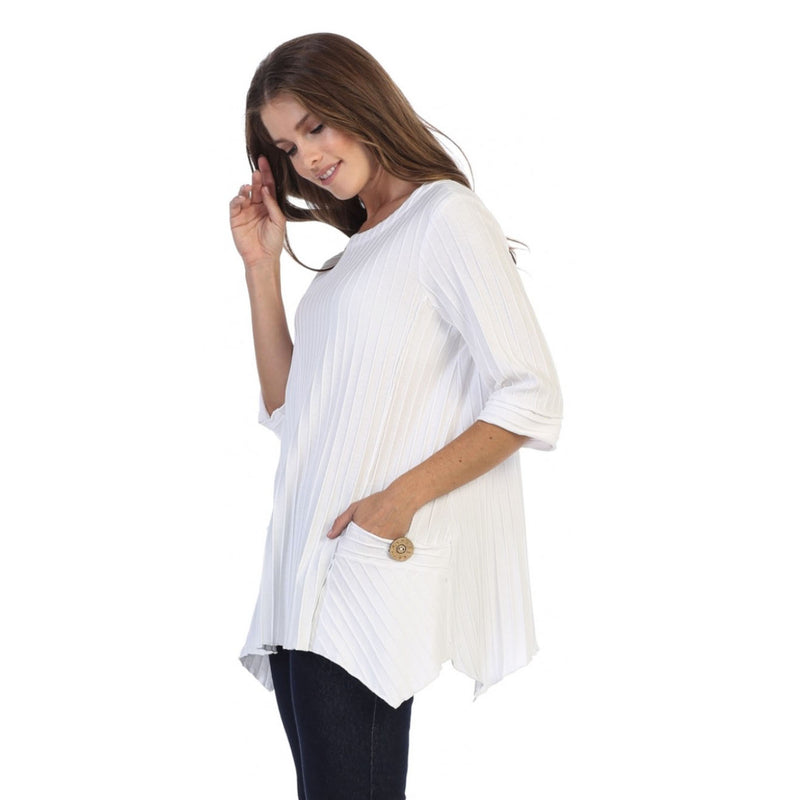 Focus Patch-Pocket Ribbed Tunic in White - CS-388-WT