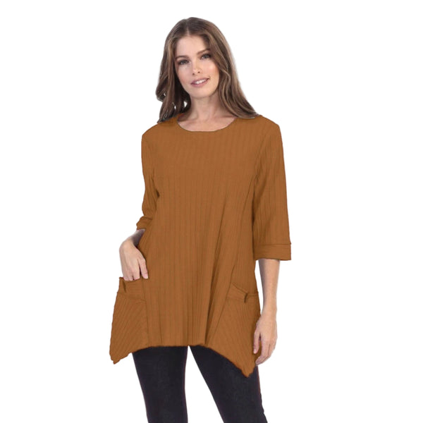 Ribbed Patch-Pocket Tunic in Toffee - CS330-TF - Plus Sizes Only!