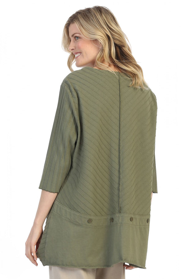 Diagonal Rib Tunic in Olive - CS342P-OLV - Plus Sizes Only!