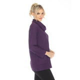 Diagonal Rib Mock Neck Tunic in Blackberry - CS-382-BB