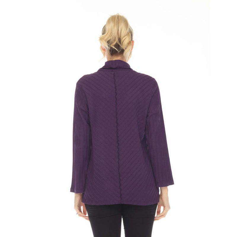 Focus Diagonal Rib Mock Neck Tunic in Blackberry - CS-382-BB