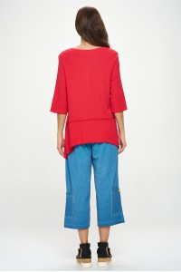 Lighter Weight Ribbed One-Pocket Tunic in Red - CS389-RD - Size S