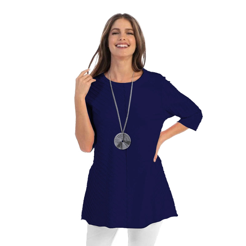 Diagonal Rib Tunic in Navy - CS-390