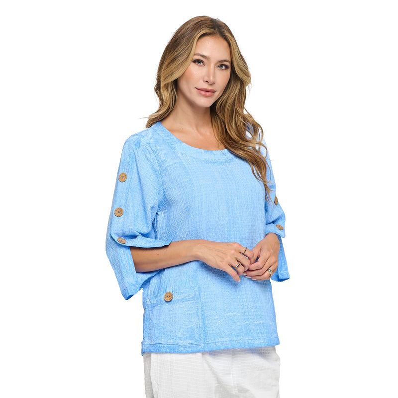 Seersucker Brush Dye Cotton Top in Wedgewood - CS111-WDG - Size S Only!