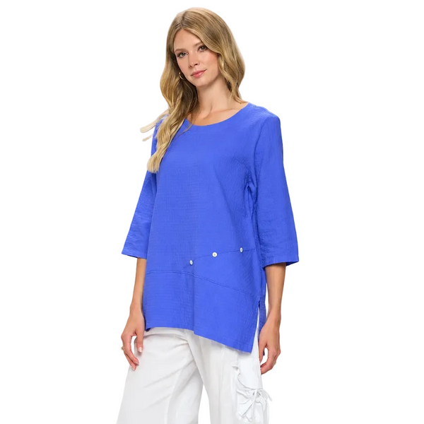 Lightweight Textured Cotton Top in Violet Blue - CS135-VT