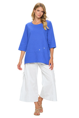 Lightweight Textured Cotton Top in Violet Blue - CS135-VT