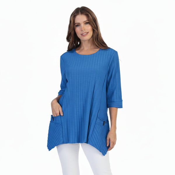 Textured Ribbed Cotton Tunic in Blue Violet - CS330-BLU