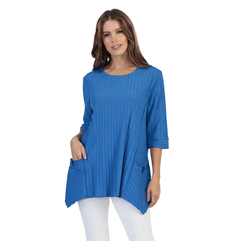 Textured Ribbed Cotton Tunic in Blue Violet - CS330-BLU