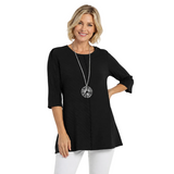 Diagonal Rib High-Low Tunic in Black - CS342-BLK