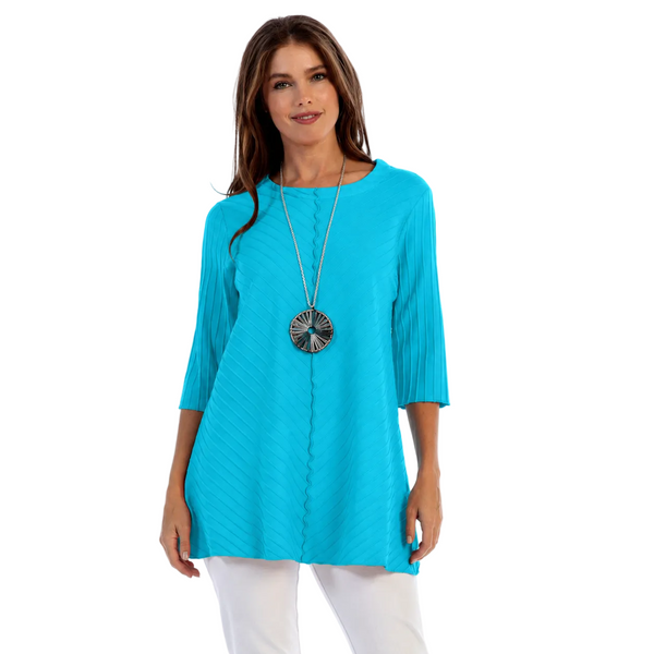 Diagonal Rib Tunic in Turquoise - CS342-TQ