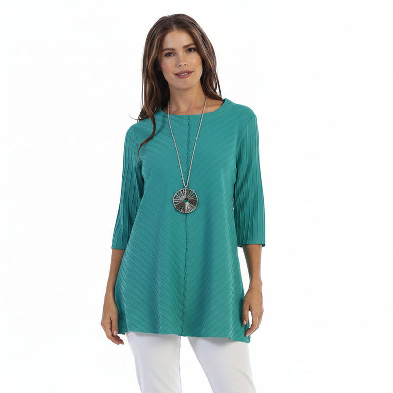 Diagonal Rib High-Low Tunic in Maui Blue - CS342-MB