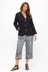 Textured Brush Dye Hoodie in Black - CS112-BLK