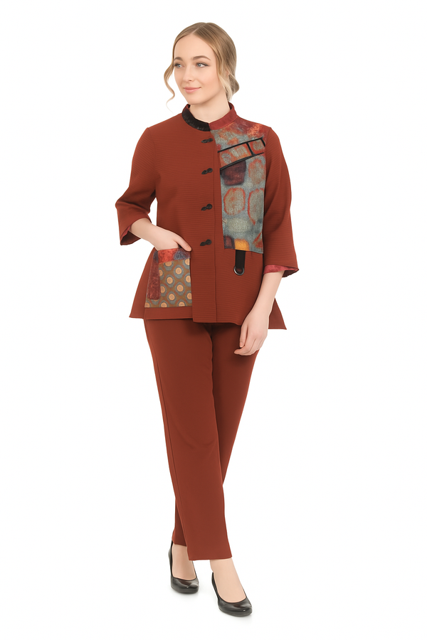 Straight Leg Pant in Rust - 2001-RST