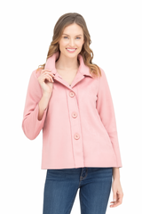 Microsuede Button Front Jacket in Pink - 4896-PNK