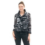 Black & White Newspaper Collage Biker Jacket - 2447