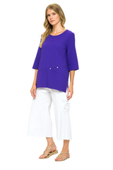 Seersucker Button Trim Top in Violet - CS135-VT