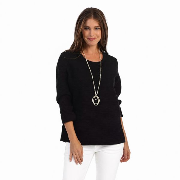 Lightweight Cotton Waffle Top in Black - C691-BLK