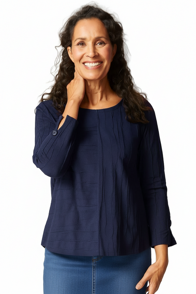 Textured Button Back Top - 16545