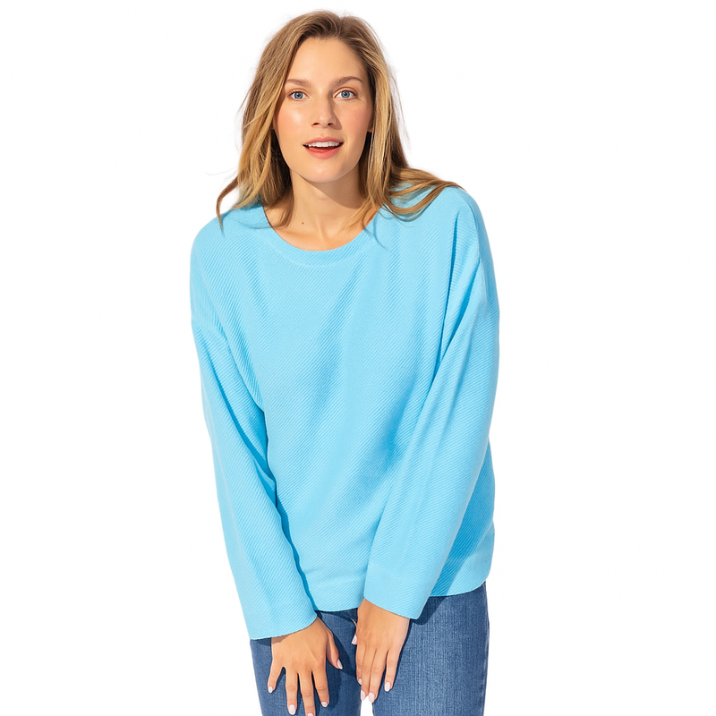 Cool Breeze Cotton Terry Pullover in Sky Blue - 20015-AQU - Size XS Only!