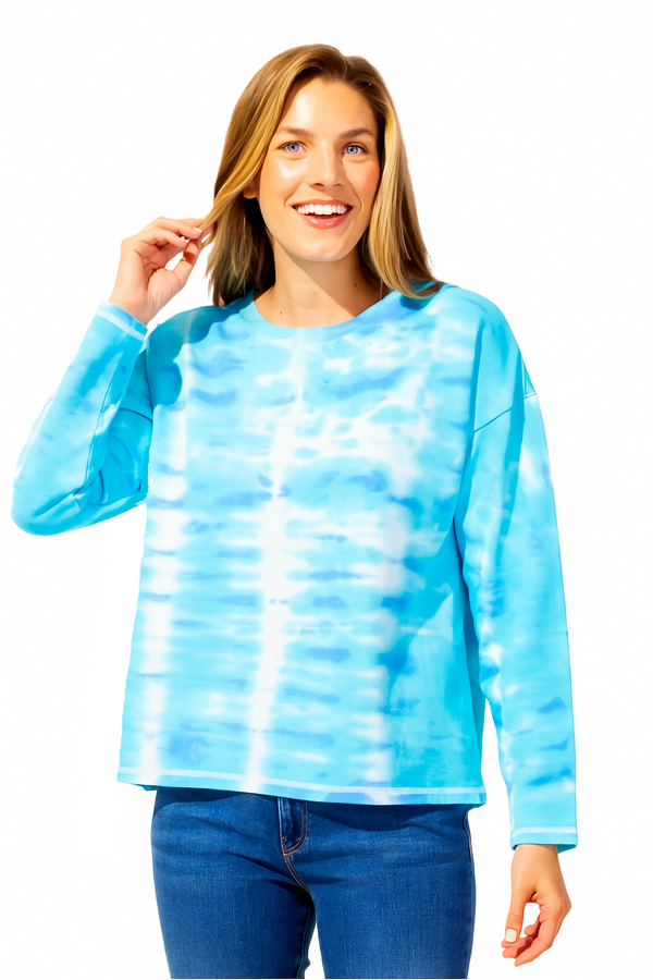 Sky Blue Tie-Dye Cotton Top  - 30801