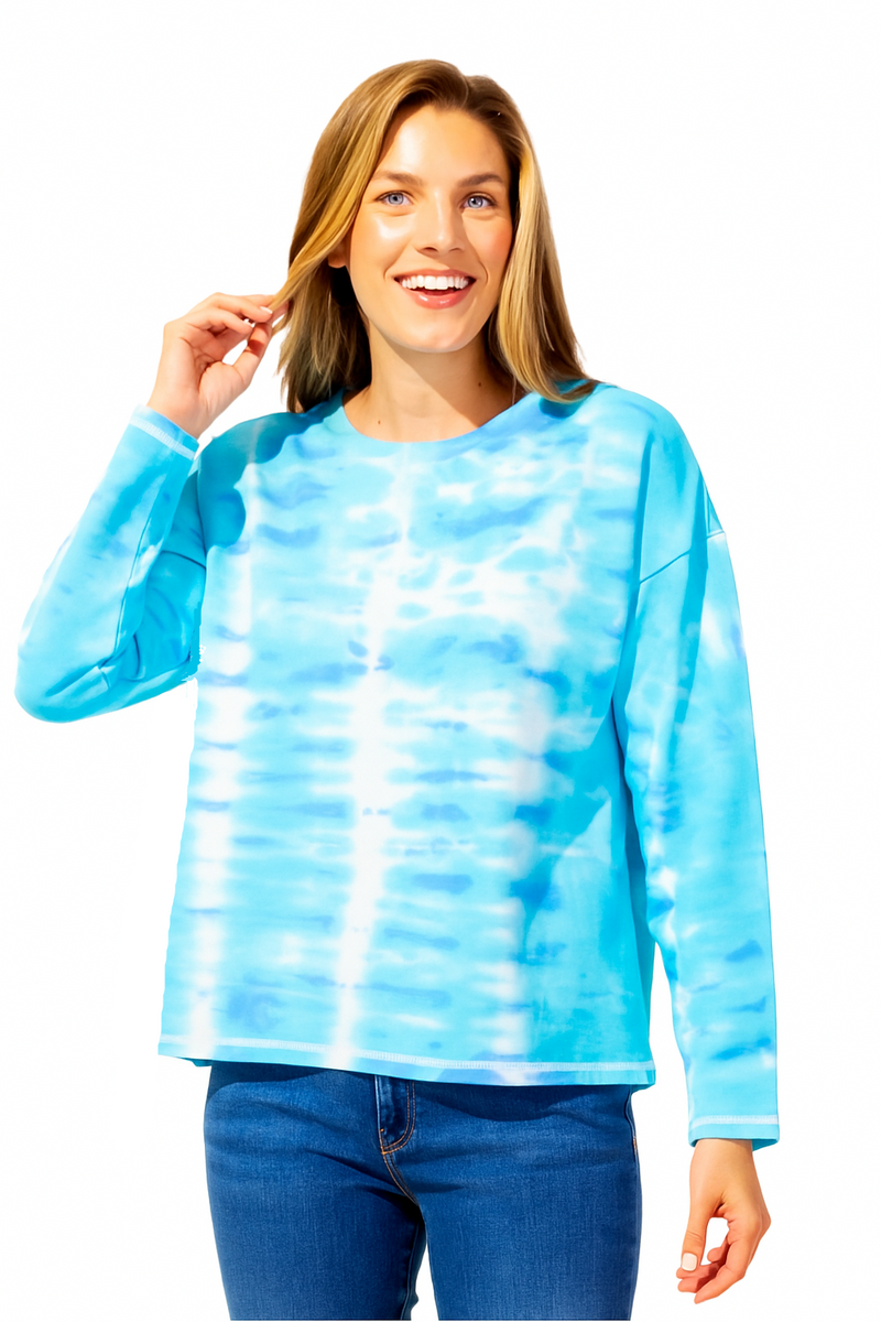 Sky Blue Tie-Dye Cotton Top  - 30801