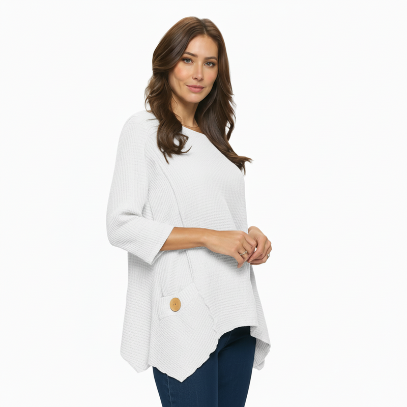 Long Waffle Tunic in White - FW135-WHT