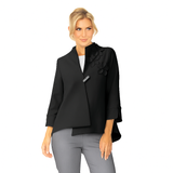 Floral Embroidered Asymmetric Jacket in Black - 7268J-BLK