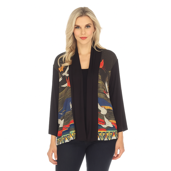Vibrant Crane-Print Open Front Cardigan - 0918CFM - Size XL Only!