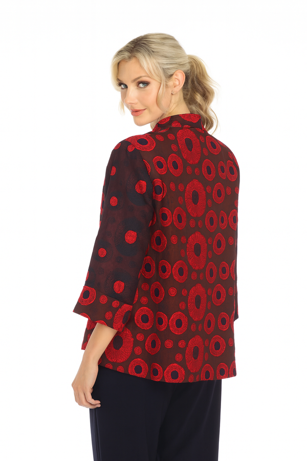 Polka-Dot Jacquard Jacket in Red - 3592-RD