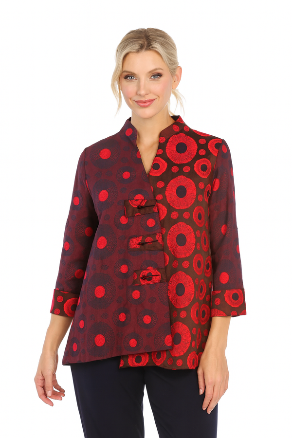 Polka-Dot Jacquard Jacket in Red - 3592-RD