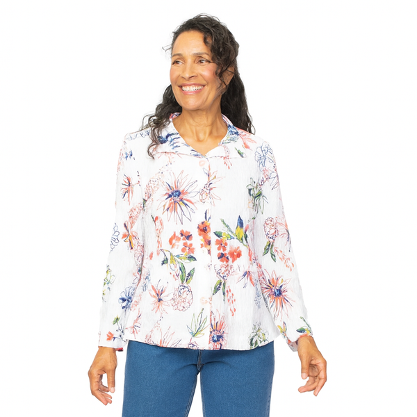 Habitat Floral Print Button Down Shirt in Melon/Multi - 47445-MLN