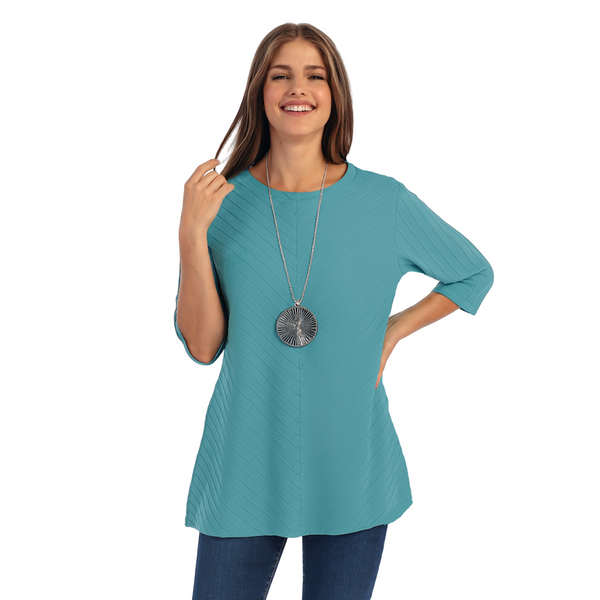 Diagonal Rib High-Low Tunic in Maui Blue - CS342-MB