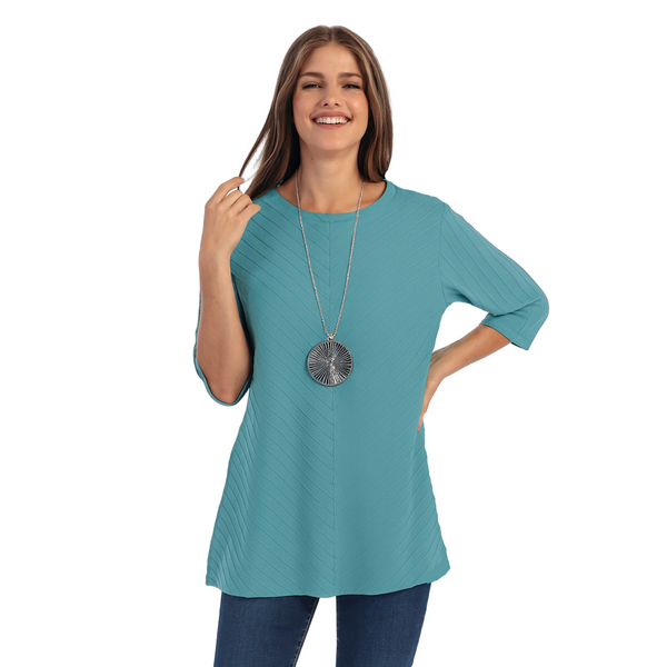 Diagonal Rib High-Low Tunic in Maui Blue - CS342-MB