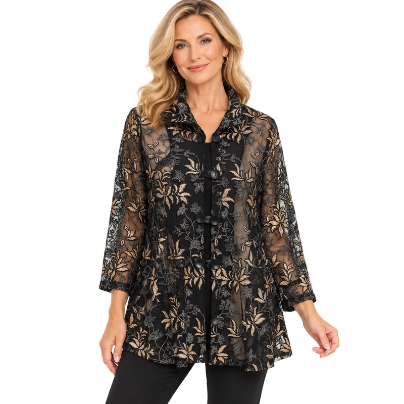 Elegant Embroidered Soutache Jacket in Gold - 2497