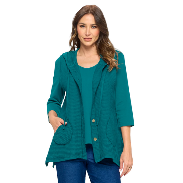 Hooded Textured Waffle Vest in Deep Sea - FW144-DS