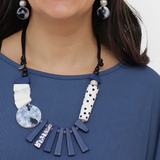 Blue and White Eclectic Adjustable Necklace