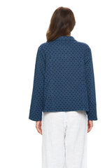 Geometric Print Stretch Denim Jacket - D164-IND