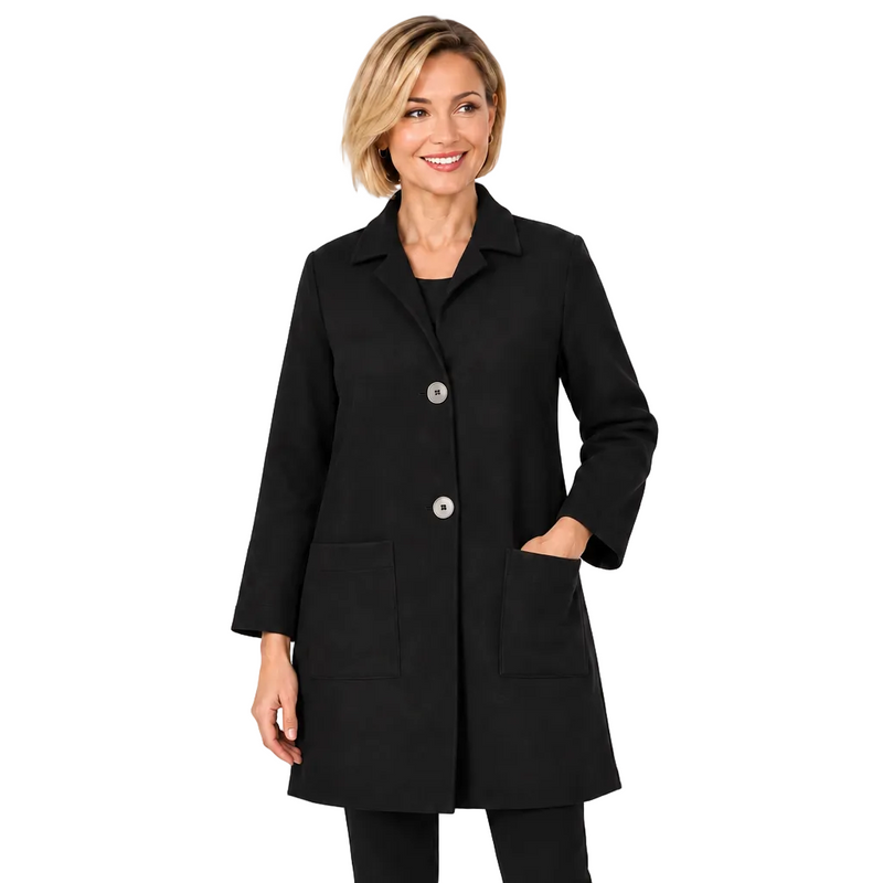 Black Stretch Denim Knit Coat - D228-BLK