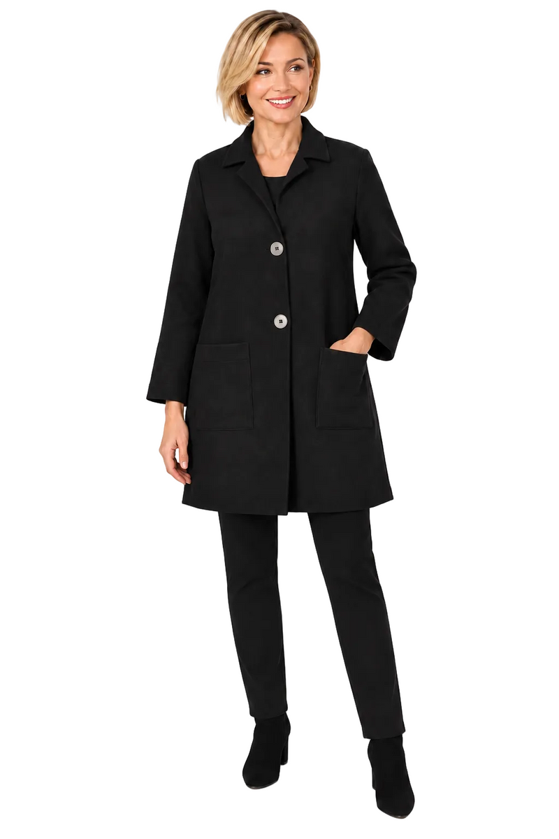 Black Stretch Denim Knit Coat - D228-BLK