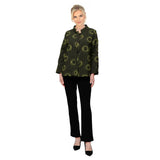 Circular Two-Tone Button Front Jacket in Olive Green - 7593J-GRN