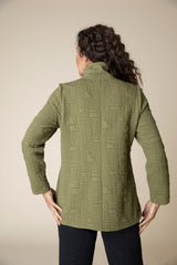 Box Quilt Shirttail Jacket in Olive - 53315-OLV