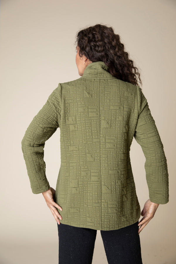 Habitat Box Quilt Shirttail Jacket in Olive - 53315-OLV