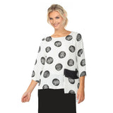 Boat-Neck Polka-Dot Pocket Top  - 4862T-WT