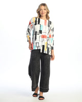 "Fresco" Double Knit Contrast Tunic Top - DK6-2072