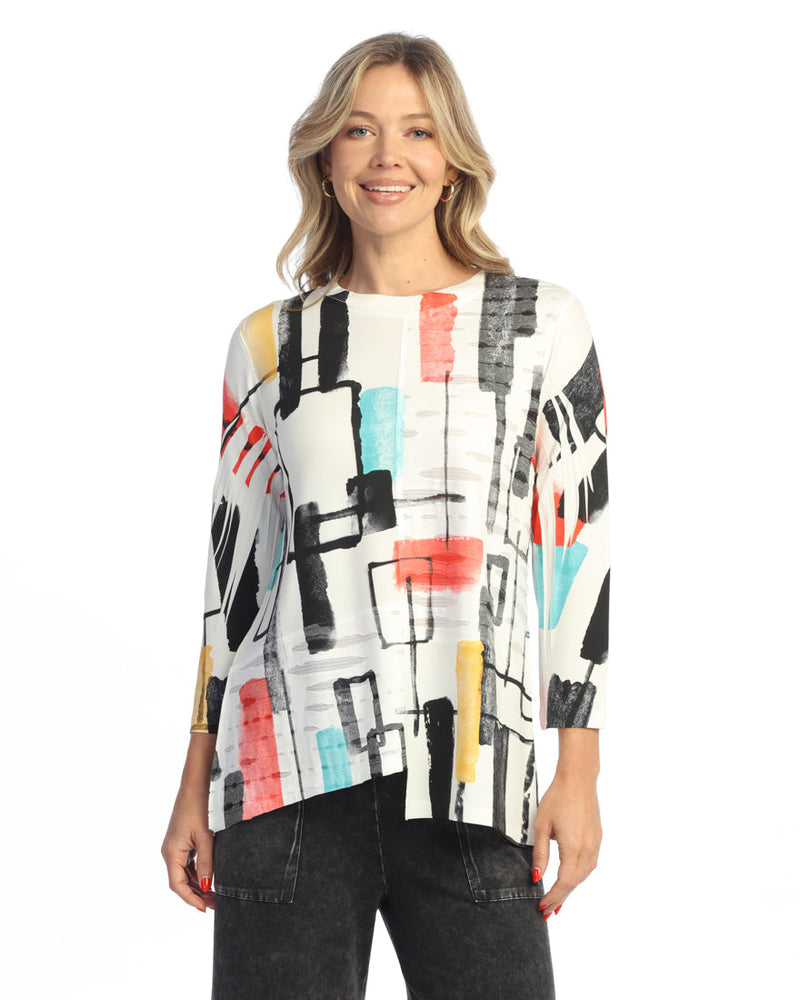 "Fresco" Double Knit Contrast Tunic Top - DK6-2072